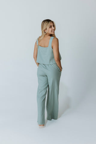 Set Lino Pantalón Verde Caracol