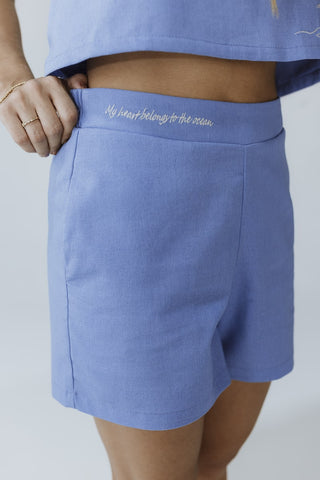Set Lino Short Azul Olas