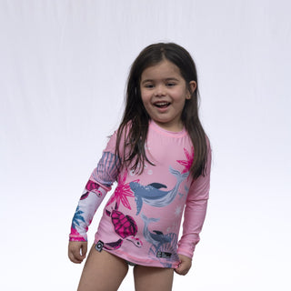 Camiseta de baño manga larga niña Bahía rosada