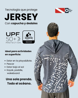 Jersey Capucha Tiburón Ballena Azúl Oscuro