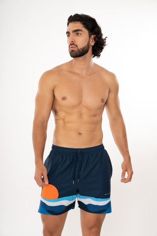 Pantaloneta Baño Hombre Azul Ballena