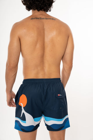 Pantaloneta Baño Hombre Azul Ballena
