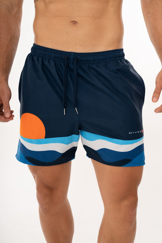 Pantaloneta Baño Hombre Azul Ballena