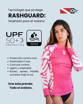 Rashguard mujer corales rosado