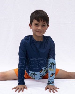 Camiseta de baño manga larga para niño Coquí - azul oscuro