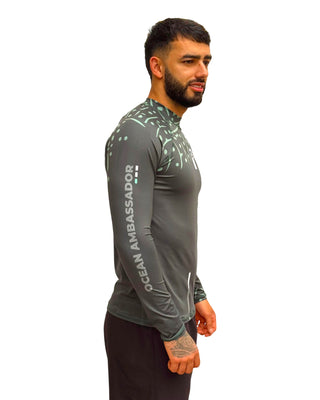 Rashguard Hombre tiburón ballena verde militar